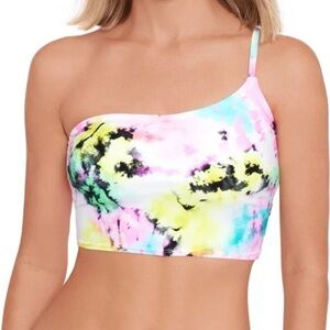 O'Rageous Juniors' Cloudy Skies One Shoulder Swim Top Size L